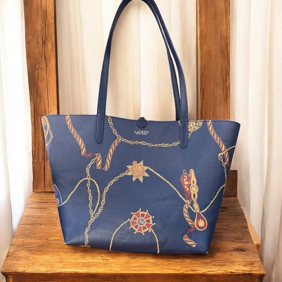 Lauren Ralph Lauren Handbags - Lauren Ralph Lauren Reversible Nautical Navy tote‎ bag